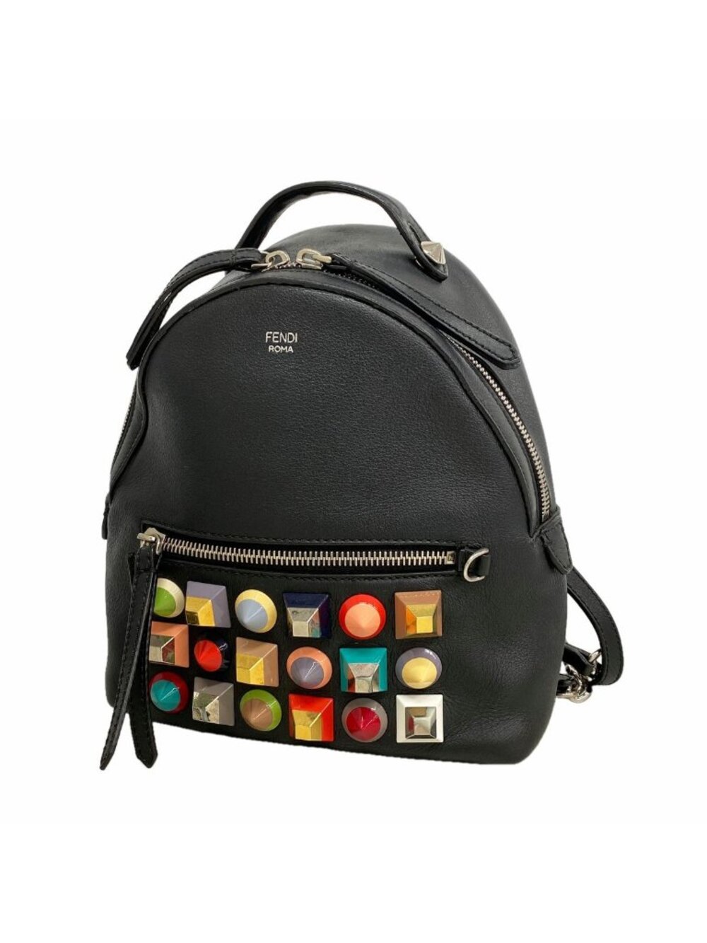 Fendi Backpack by the Way Leather Black Silver